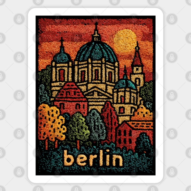 Berlin Cathedral Embroidered Travel Poster | Vintage Germany Landmark Souvenir Magnet by TuncGK